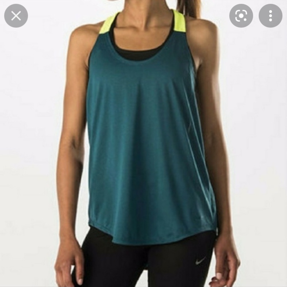 Nike Dri-Fit Elastika Tank / Teal and Neon Yellow / Size: M